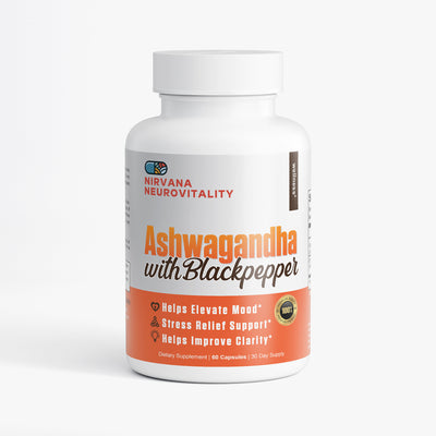NeuroVitality Organic Ashwagandha with Black Pepper supplement bottle - 60 capsules