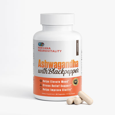 Ashwagandha with Black Pepper label - organic stress support formula