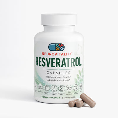 Resveratrol 50% 600mg supplement by Nirvana Neurovitality — trans-resveratrol for healthy aging and antioxidant support, 60 vegan capsules
