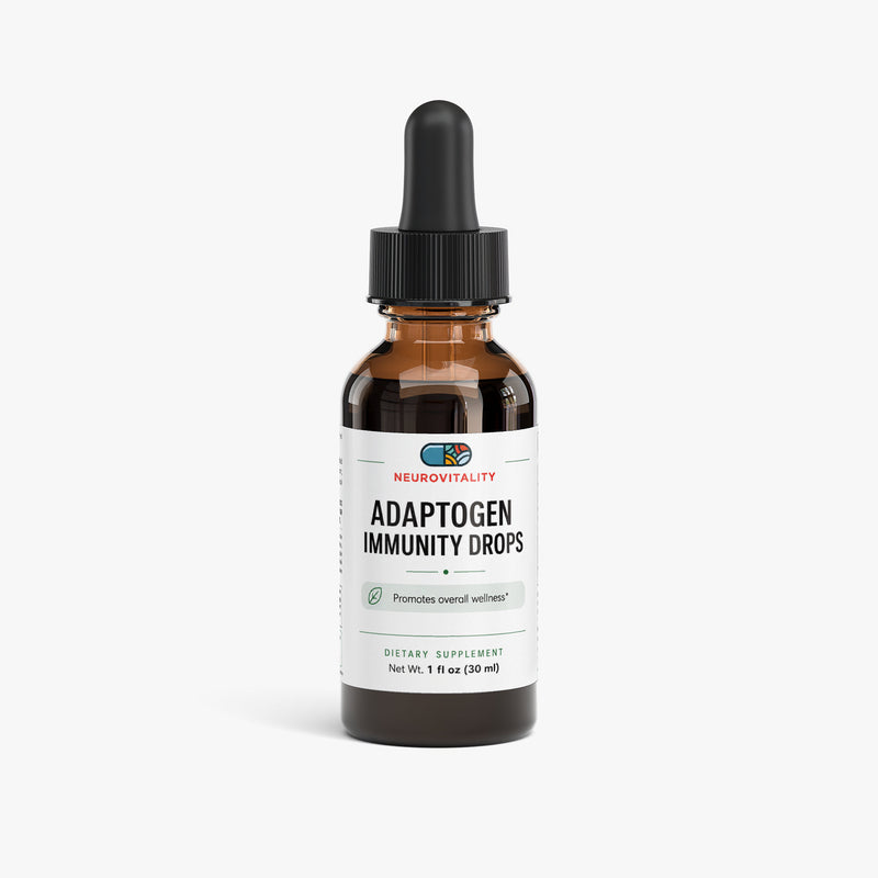 Adaptogen Immunity Drops by Neurovitality — 6-mushroom immune complex with Chaga, Reishi, Maitake, Shiitake, Turkey Tail & Cordyceps, 1 fl oz liquid drops