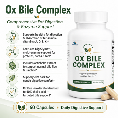 Ox Bile Complex | Fat Digestion & Enzyme Support | DigeZyme® | 60 Capsules