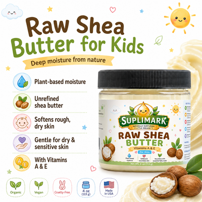 Organic Raw Shea Butter for Kids | Gentle Moisturizer for Sensitive Skin | 4 oz