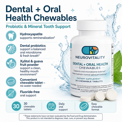 Dental + Oral Health Chewables | Probiotics + Hydroxyapatite | 30 Tablets