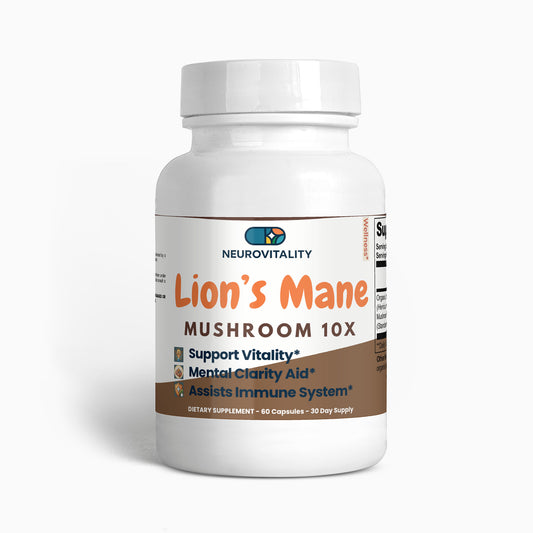 Lion's Mane Mushroom 10X | Cognitive & Brain Support | NeuroVitality