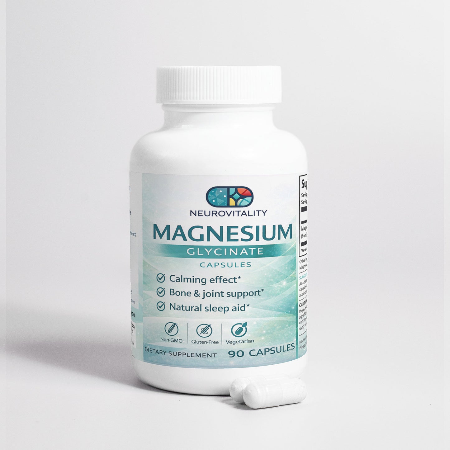 Neurovitality Magnesium Glycinate supplement bottle on a light gray background