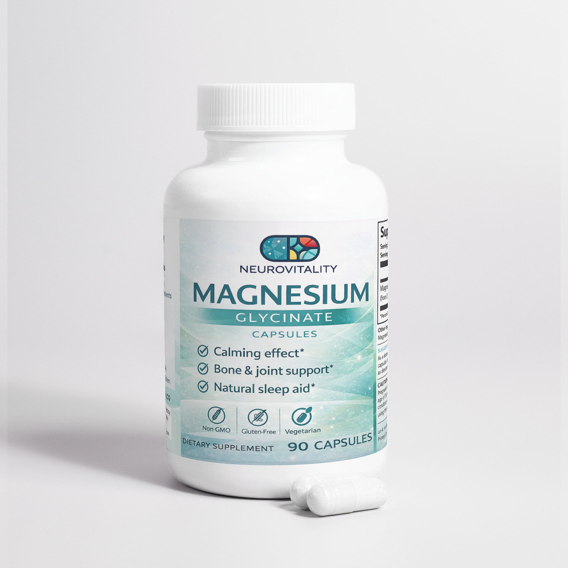 Neurovitality Magnesium Glycinate supplement bottle on a light gray background