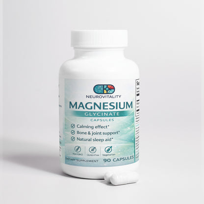 Neurovitality Magnesium Glycinate supplement bottle on a light gray background