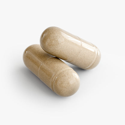 Two Vegetarian Nighttime Supplement Capsules Close Up