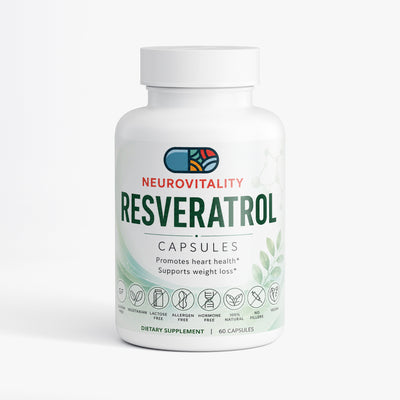 Resveratrol 50% 600mg supplement by Nirvana Neurovitality — trans-resveratrol for healthy aging and antioxidant support, 60 vegan capsules
