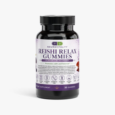 Reishi Relax Gummies front label — Sleep & Calm Support — Nirvana Neurovitality