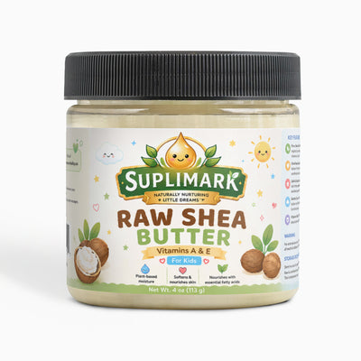 Organic Raw Shea Butter for Kids front label — Gentle Sensitive Skin Moisturizer — Neurovitality