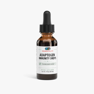 Adaptogen Immunity Drops by Neurovitality — 6-mushroom immune complex with Chaga, Reishi, Maitake, Shiitake, Turkey Tail & Cordyceps, 1 fl oz liquid drops