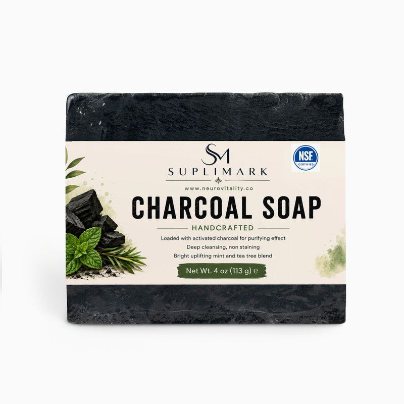 Activated Charcoal Bar Soap by Suplimark - front label