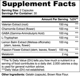 Supplement Facts Label for NeuroVitality Nighttime Blend