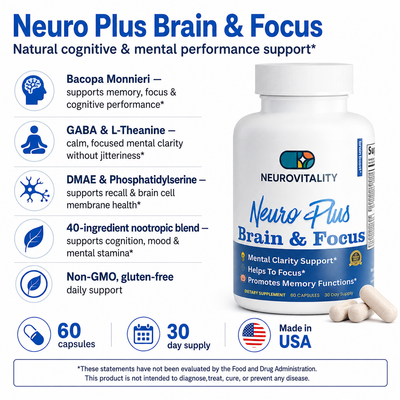 Focus & Clarity Blend | Nootropic Brain Support with Bacopa & GABA | 60 Capsules