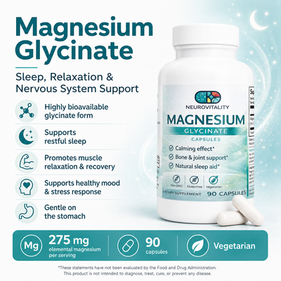 Magnesium Glycinate 275mg | Sleep, Relaxation & Muscle Support | 90 Capsules