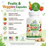 Kids Fruits & Veggies | 10 Real Whole Food Ingredients | 60 Capsules