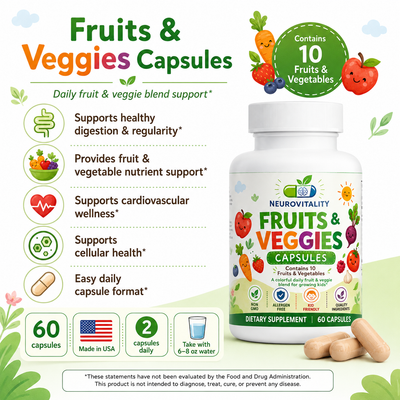 Kids Fruits & Veggies | 10 Real Whole Food Ingredients | 60 Capsules