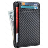 Slim RFID-Blocking Card Wallet | PU Leather Minimalist | Black