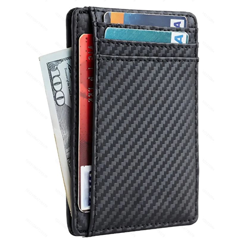 Slim RFID-Blocking Card Wallet | PU Leather Minimalist | Black